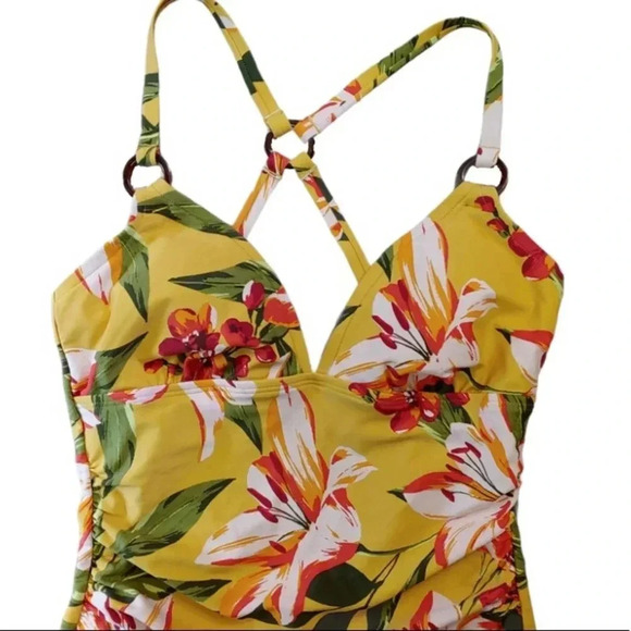 Kona Sol Floral One Piece Swim Suit Sz Small - Picture 2 of 6